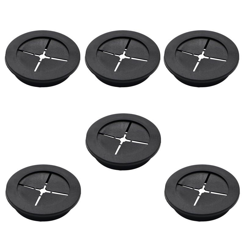 Adyoney 6 Pcs 50mm / 2 Inch Black Cable Cord Grommets, Rubber Desk Grommets for Table Computer Desk Wire Organizer TV Console and Other Furnitures Cover - Image 1
